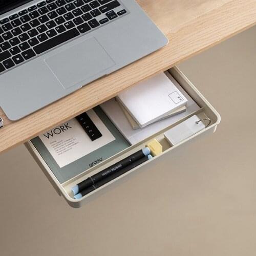 Self-adhesive Under-desk Drawer Type Key Storage Box Office Desktop Student Stationery Boxs Hanging Hidden Pen Box Storage Boxes