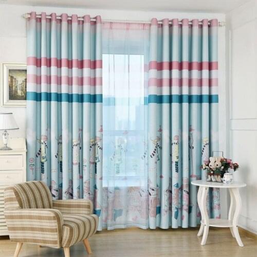 Cartoon Curtains Blue Romantic Cartoon Characters Shading Print Curtains Childrens Living Room Bedroom Curtains and Tulle