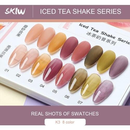 SKIW Ice Tea Milkshake Series Gel Nail Polish Set 8Pcs/Set for Nail Art Design Pure 8 Colors Gel Varnish Set UV Gel Lacquer