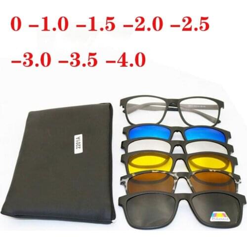 Square Polarized Sunglasses Finished Myopia Eyewear Optical Eyeglasses Frame Magnet 5 Clip Sunglasses Myopia Glasses Frame 2201