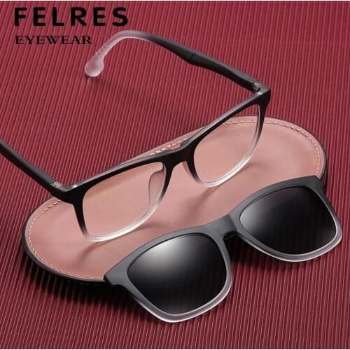 2 In 1 Set Polarized Clip On Sunglasses For Men Women Retro Round Anti-blue Light Optical Glasses Magnetic Driving Sun Glasses
