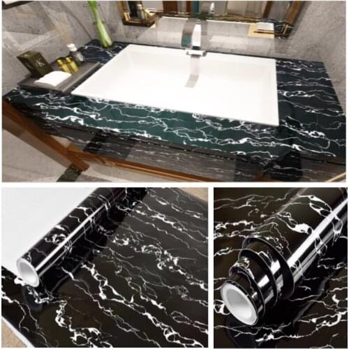 Modern Decorative Film PVC Marble Self adhesive Wall paper Furniture Renovation Stickers Kitchen Cabinet Waterproof Wallpaper