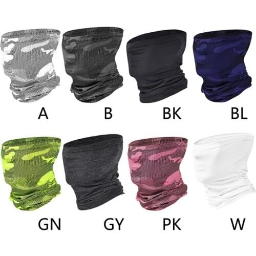 Unisex Summer Outdoor Ice Silk Neck Gaiter Scarf UPF50 Sunscreen Fishing Hiking Cooling Earloops Face Mask Camo Bandana