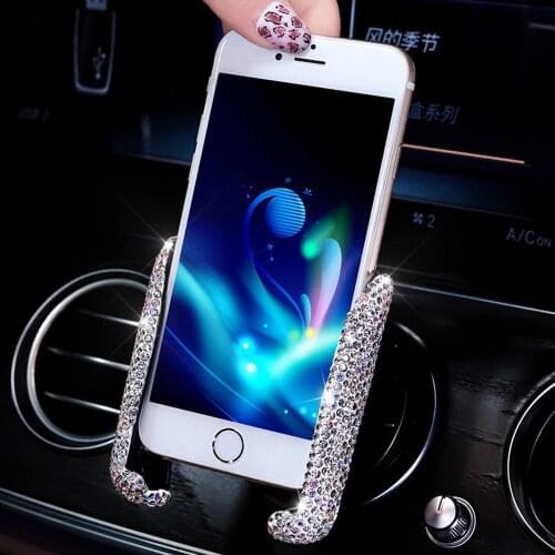 Universal Car Phone Holder Rhinestone Air Vent Mount Clip Phone Holder