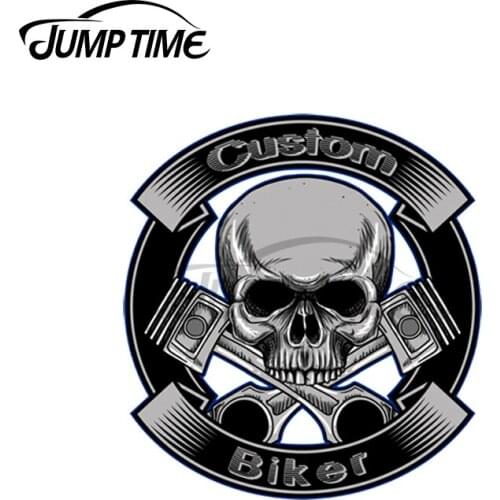 Jump Time 13 x 13cm For Custom Biker Skull Car Stickers and Decals Motorcycle Fashion Occlusion Scratch Waterproof Vinyl Decor