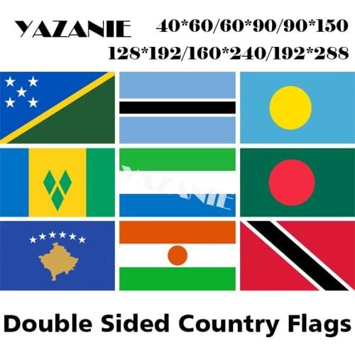 YAZANIE Double Sided Solomon Botswana Palau Saint Vincent Sierra Leone Bangladesh Kosovo Niger Trinidad Polyester Flags Banner
