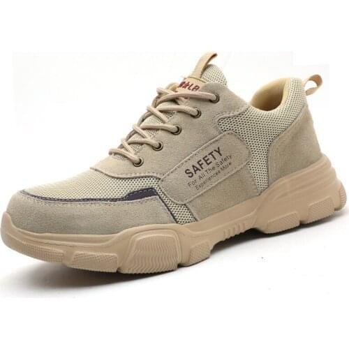 Men Women Steel toe cap Protective Safety Shoes Breathable Anti-skid Work Sneakers Outdoor Pierce-resistant sole Sports Shoes