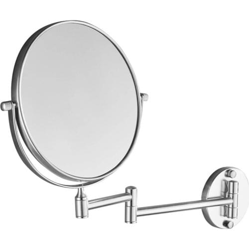 8 inch Wall Mounted Bathroom Folding Mirror Space Aluminum Telescopic Double Sided Mirror Makeup Mirror
