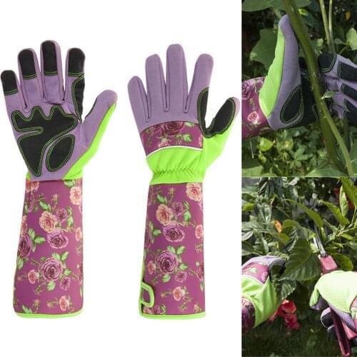 Women Non-Slip Housework Cleaning Gloves Breathable Gardening Gloves Ladies Flower Printed Nylon Pu Household Gardening Gloves