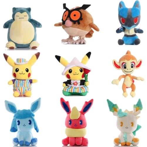 16Styles Pokemon Plush Toy Pikachu Magnet Pull Starmie Chimchar Hoothoot Lucario Eevee Umbreon Glaceon Eterna Forest Anime Doll