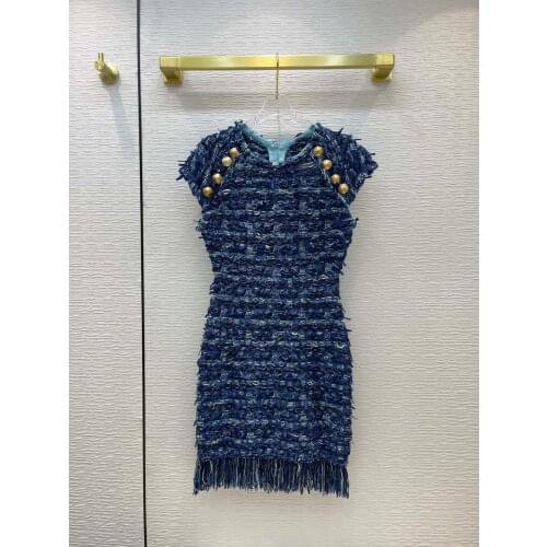 2021FW Autumn Luxury New Women High Waist Tassel Vest Knitted Slim Dress 2 Color For Ladies Gdnz 8.19