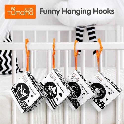 4 Pieces Non-toxic Fabric Baby Soft Books Black and White Books for Infants Boys and Girls Early Educational Development Toys