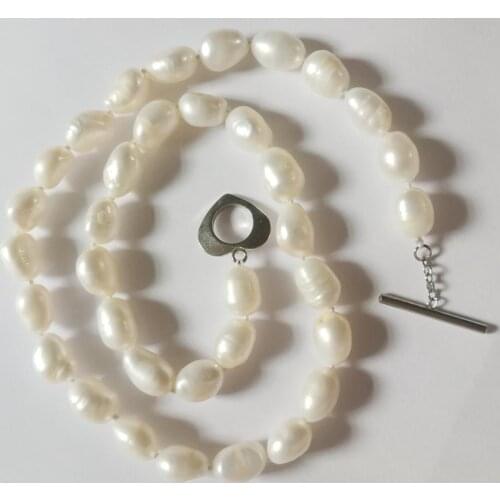 9mm white baroque pearl choker necklace heart silver clasp natural Freshwater PEARL Women Jewelry 35cm 43cm 14'' 17