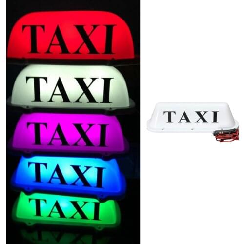 Car Cab Taxi Top Roof Sign Light Lamp Magnetic Base Plastic White Indicator 12V