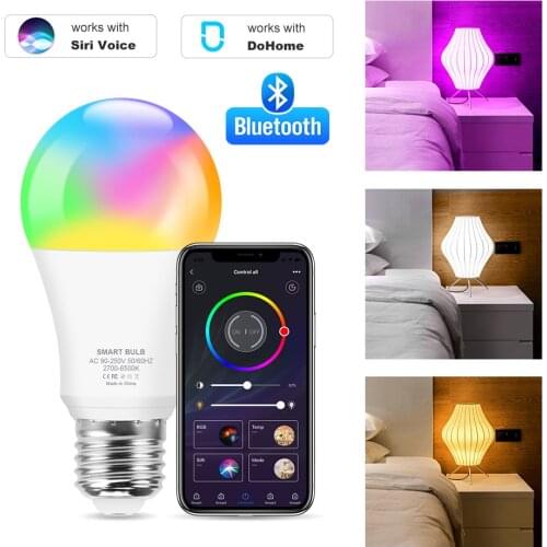 Bluetooth Smart Bulb E27 RGB +Cold White+Warm White Led Lamp Dimmable Magic led Bulb Compatible With Dohome Siri