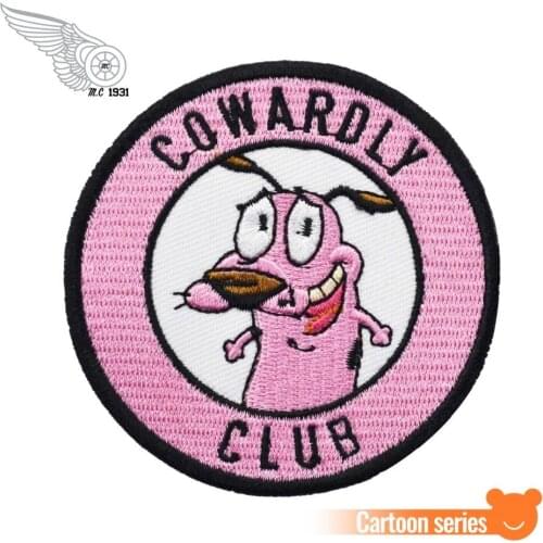 COWARDLY CLUB Dog Embroidered Iron On Pink Patch About 3 Inch Applique DIY Accessory Punk Badge