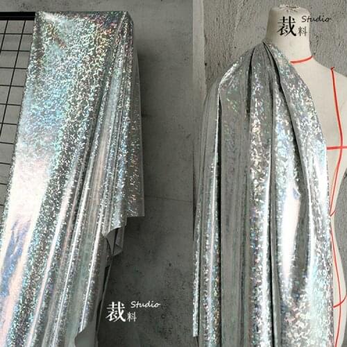 Diamond color elastic laser fabric colorful stage background fashion cloth Dress Tulle Skirt Material fabrics for patchwork