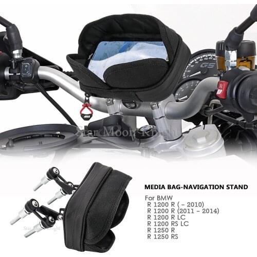 For BMW R1200R LC R1200RS R1250R R1250RS Handlebar Phone Stand Holder Mobile GPS Waterproof Media Bag Navigation Bracket