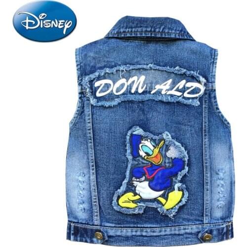 Disney Donald Duck cotton childrens denim cartoon vest for boys and girls sleeveless waistcoat baby new clothes vest for kids