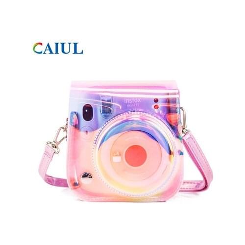 For Fuji Fujifilm Polaroid Instax mini11 mini8 mini9 PU leather Crystal Clear Camera Soft Bag Protective Case Cover Sheath Pouch