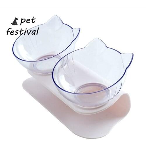 Pet Festival Creative Antiskid Double Bowls With Raised Stand Pet Food And Water Bowl Perfect For Cats And Small Dogs Supplies