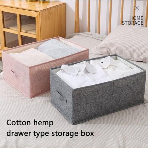Home Clothing Organizer Cotton Linen Storage Box Closet Desktop Sundries Organizer Foldable Washable Storage Basket