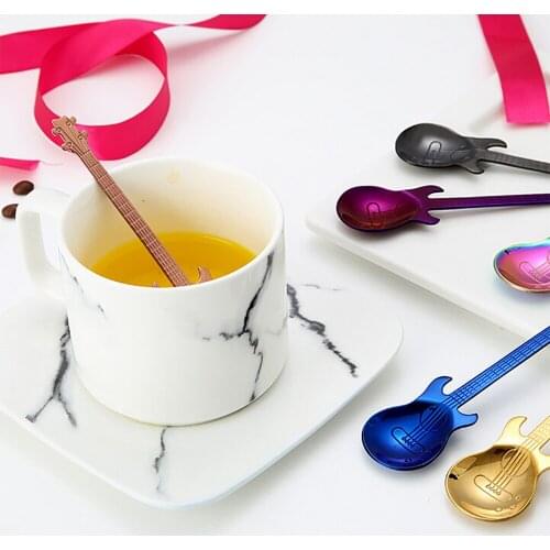 Stainless Steel Guitar Rainbow Coffee Tea Drinking Tools