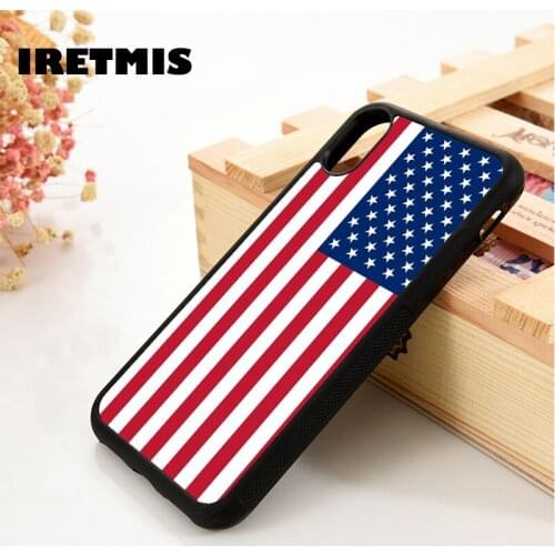 Iretmis 5 5S SE 6 6S Soft TPU Silicone phone case cover for iPhone 7 8 plus X Xs 11 Pro Max XR USA American Flag