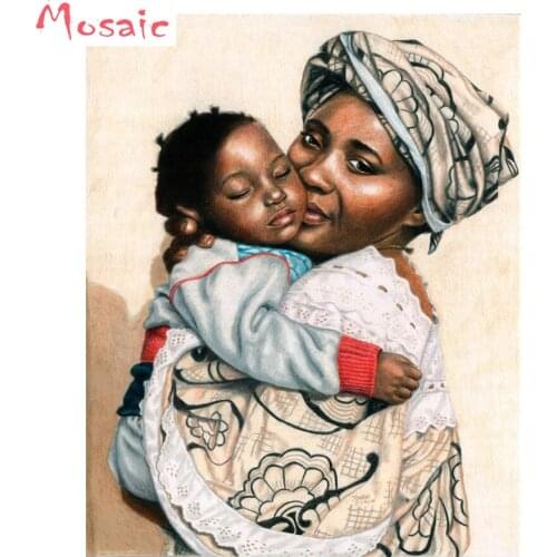 Home Decor,Africa Mother/baby Embroidery diamond 5D square/round Diamond Painting Mosaic Pattern Picture Of Rhinestones Crystal