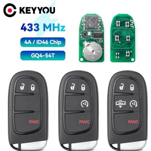 KEYYOU Remote Key GQ4-54T For Jeep Cherokee 2014 Dodge Ram 1500 2500 3500 2013-2017 Car Key 4A / ID46 Chip 433Mhz 3/4/5 Buttons