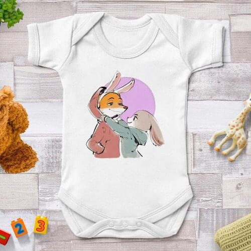 Baby Rompers Summer Newborn Jumpsuits Harajuku Zootopia Disney Cartoon Printed Baby Girls Boys Clothes Infant Bebe Outfits