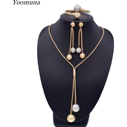 New High Fashion Dubai Jewelry Set Rose/SilverGold color Nigerian Wedding African Beads Jewelry Sets Parure Bijoux Femme