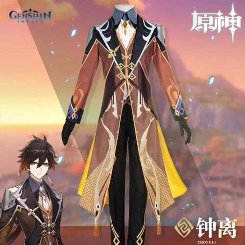 Anime Game Genshin Impact COS Zhongli Cosplay Clothing Traveler Game Animation Suit Cospaly Clothing Male Full Set for Role Play