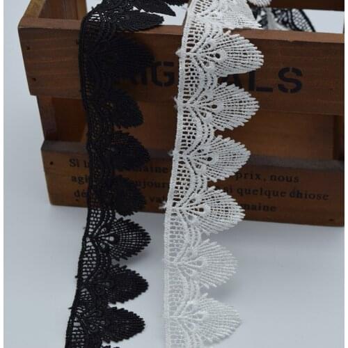 87yard Cream white and black Flower Venise/Venice Lace Victorian Scalloped Lace Trim wide :3.7cm