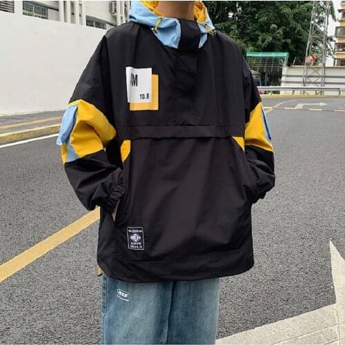 Andes Mens Tide Brand Jacket Autumn Korean Sports Style Couples Color-blocking Half Zipper Pullover Sweater Jacket Hoodie Men