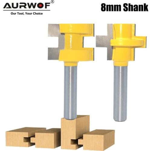 LA VIE 2pcs 8MM Shank T-Slot Square Tooth Tenon Milling Cutter Carving Knife Router Bits for Wood Tool Woodworking MC02140