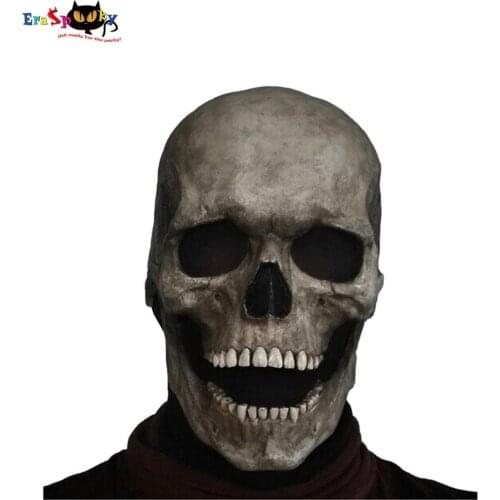 Eraspooky Skull Mask With Moving Jaw Latex Halloween Masks For Adult Scary Skeleton Helmet