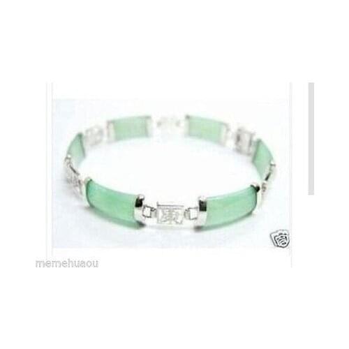 Hot sell Noble- Rare Asian green Natural stone link Bracelet AAA style Fine jewe Noble