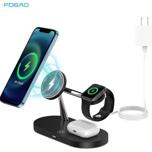 3 In 1 Qi Magnetic Wireless Charger Station For IPhone12 Pro Max 15W Fast Chargers Dock Pad For Magsafe AirPods Pro Apple Watch