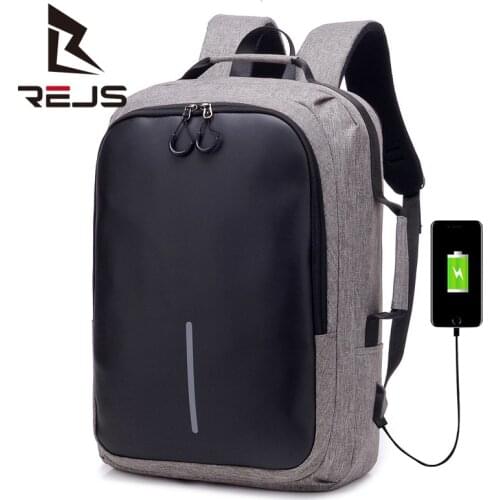 REJS LANGT Business Backpack with Charging Fit 15.6 Inch Laptop Backpacks Men Casual Waterproof Travel Bag School Mochila Sac