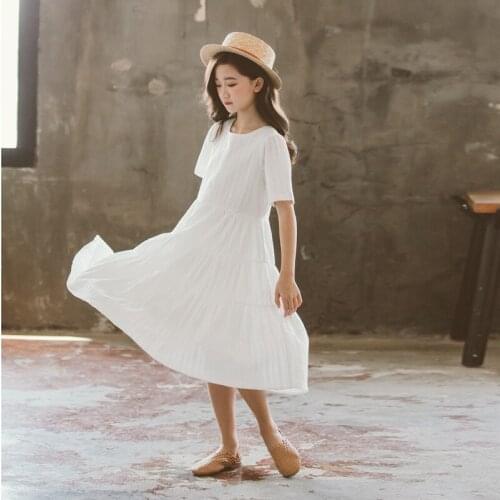 Not Transparent Mid Length Girls Princess Dress 2021 New Summer Baby Clothes Kids Cotton Dress Ruffles Two Layers Jacquard,#5976
