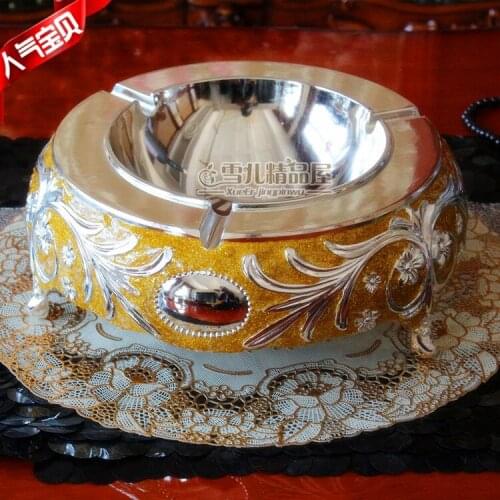 The new European creative metal gold glue oversized ashtray personalized hotel Home Furnishing KTV bar ashtray