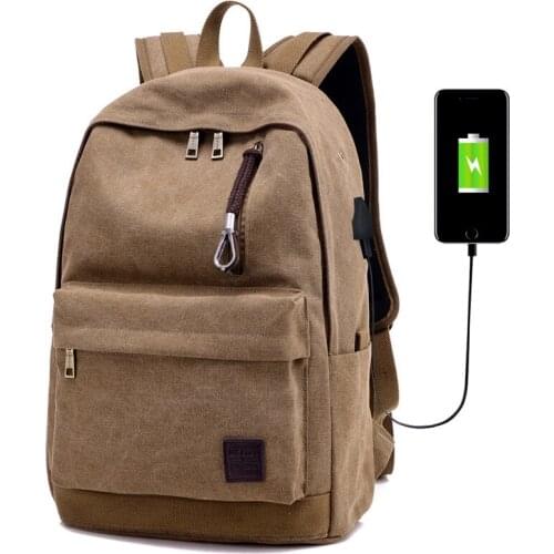 New Vintage Canvas USB Backpack Ladies Women Washed Outdoor Boys Girls School Book Bags Men Students Teenagers Simple Schoolbag