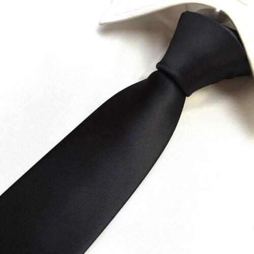 Solid Black Color Mens Tie High Quality Jacquard Woven Necktie