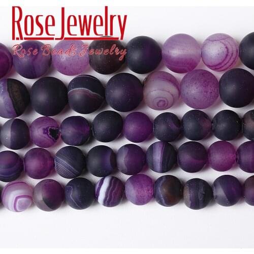 Wholesale Matte Natural Stone Purple Stripes Agates Onyx Beads 4/6/8/10/12 mm Diy Spacer Loose Beads for Jewelry Making Bracelet