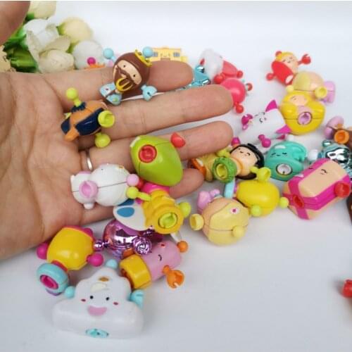 10Pcs Original Mini Kawaii Cute Colorful Assemble Bracelet Necklace Animals Figure Model Rare Collection Toy Gift For Kid Girl