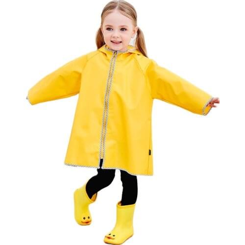 Cute Yellow Raincoat Kids Waterproof Rain Poncho Rain Coat Plastic Suit School Thick Boys Rain Jacket Cover Impermeable Gift