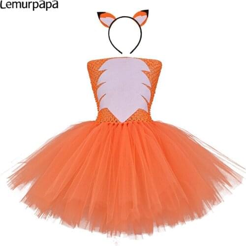 Child Clothes Girls Princess Dress Animal Fox Birthday Party Evening TUTU Dresses Children Cosplay One-Piece With Hair Band