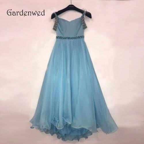 Gardenwed 2020 Elegant Tulle Sequin Flower Girl Dresses Organza Ruffles Evening Dress Spaghetti Straps Ball Gown Vestidos