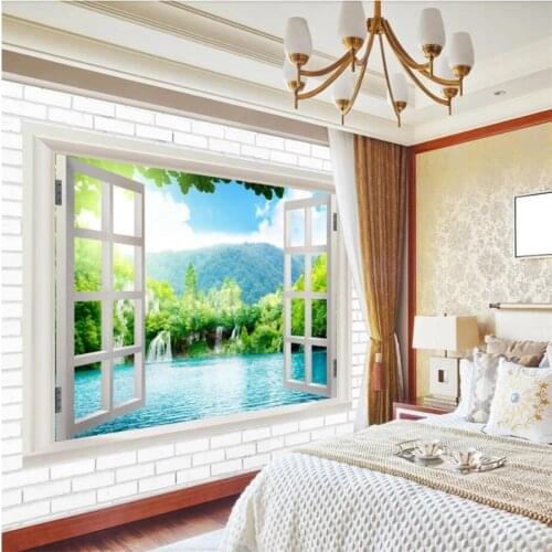 Beibehang Customized large wallpaper 3D solid wall painting window landscape background wall paper living room bedroom wallpaper